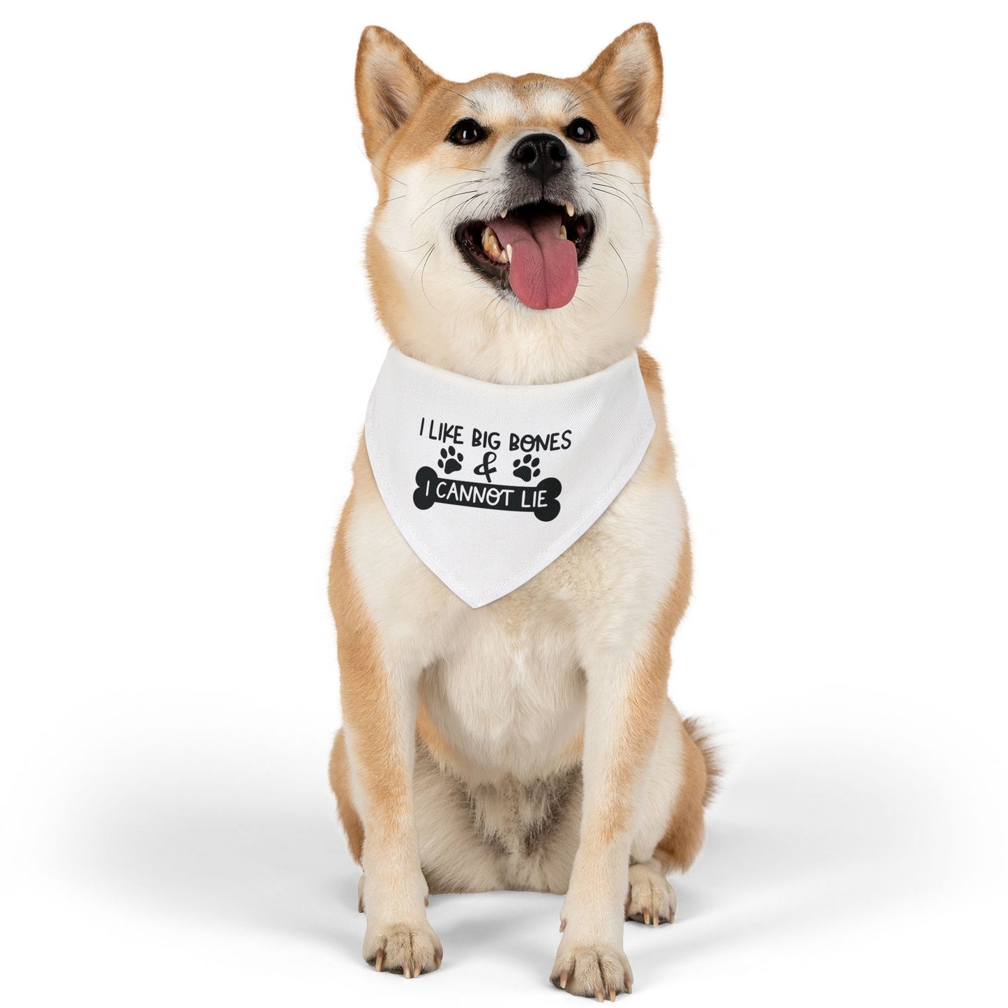 I LIKE BIG BONES AND I CANNOT LIE. PET HUMOR. Pet Bandana Collar in Four Sizes.