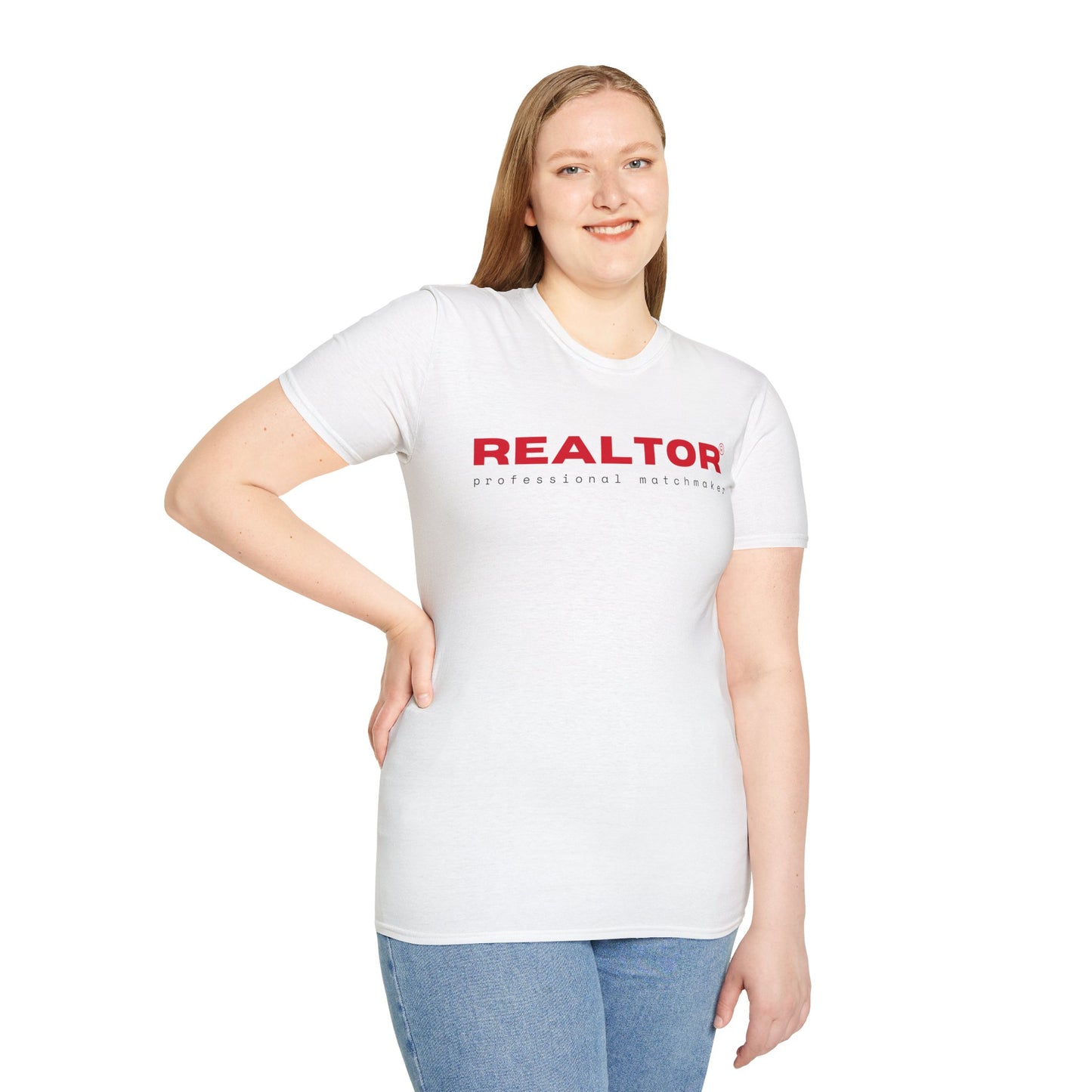 REALTOR. PROFESSIONAL MATCHMAKER. Cotton, Short Sleeve, Crew Neck Tee in Light Colors.