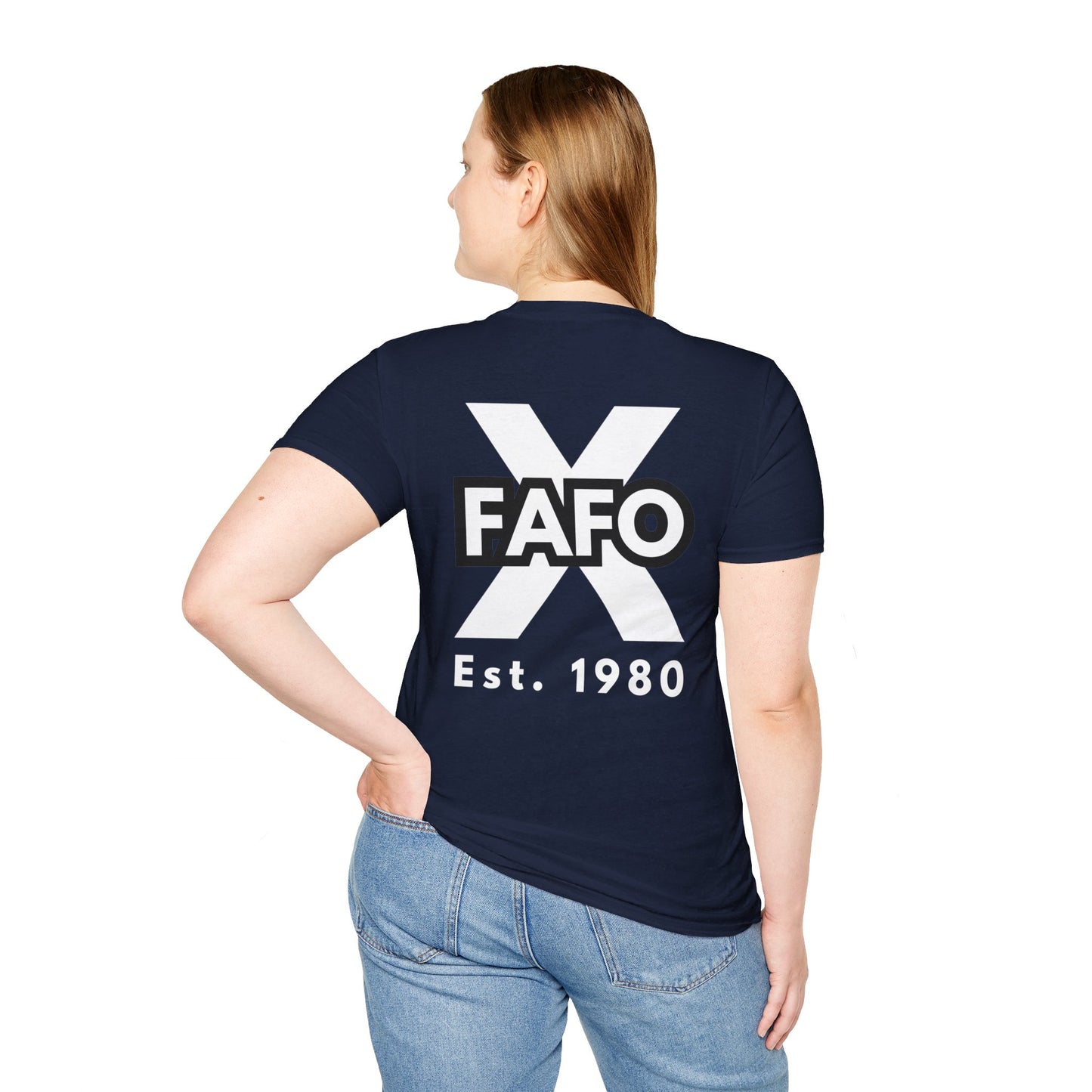 GEN X, THE FAFO CREW, Est 1980. Cotton, Short Sleeve, Crew Neck Tee in Dark Colors.