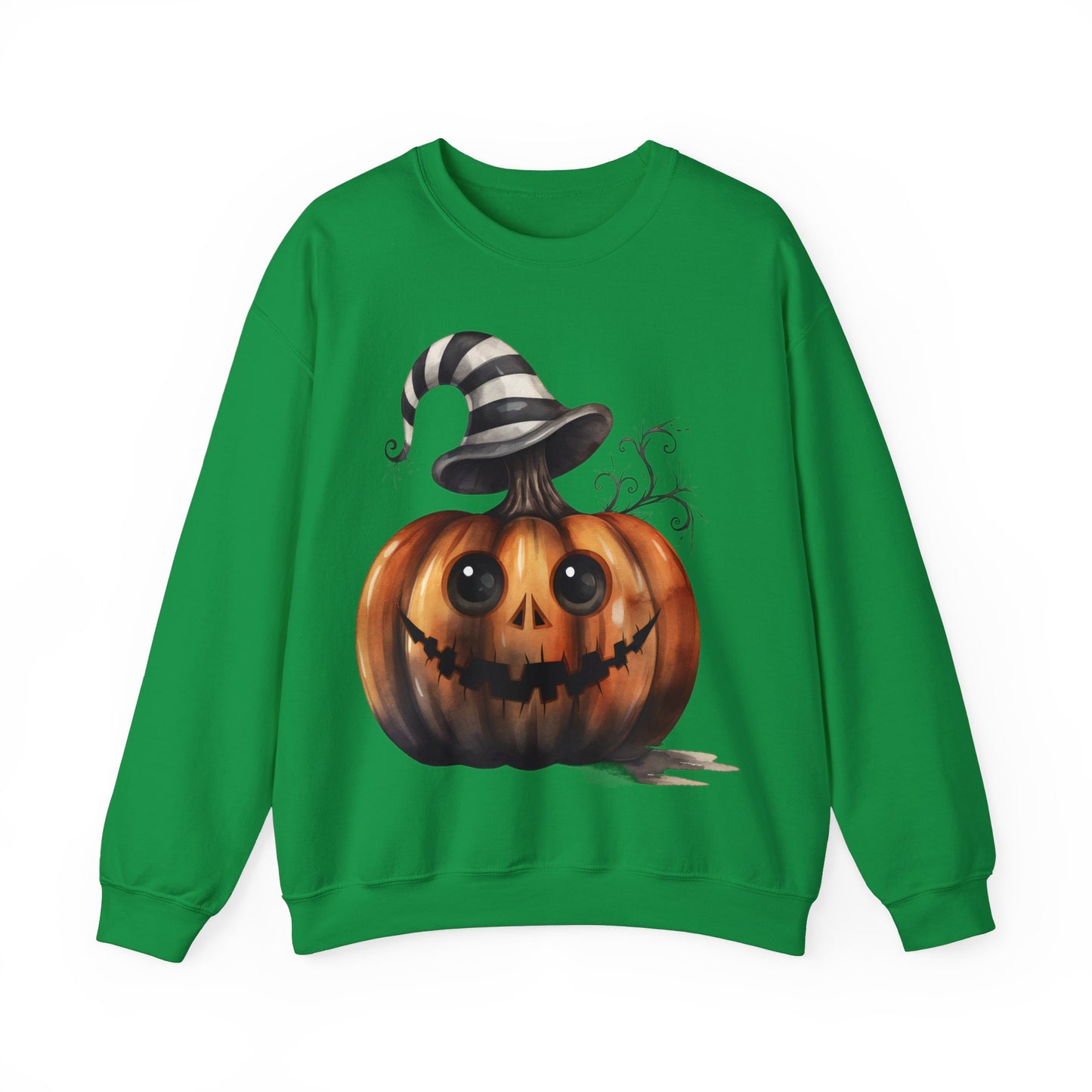 ADORABLE HALLOWEEN PUMPKIN WITH STRIPED HAT. Unisex Heavy Blend Crewneck Sweatshirt.