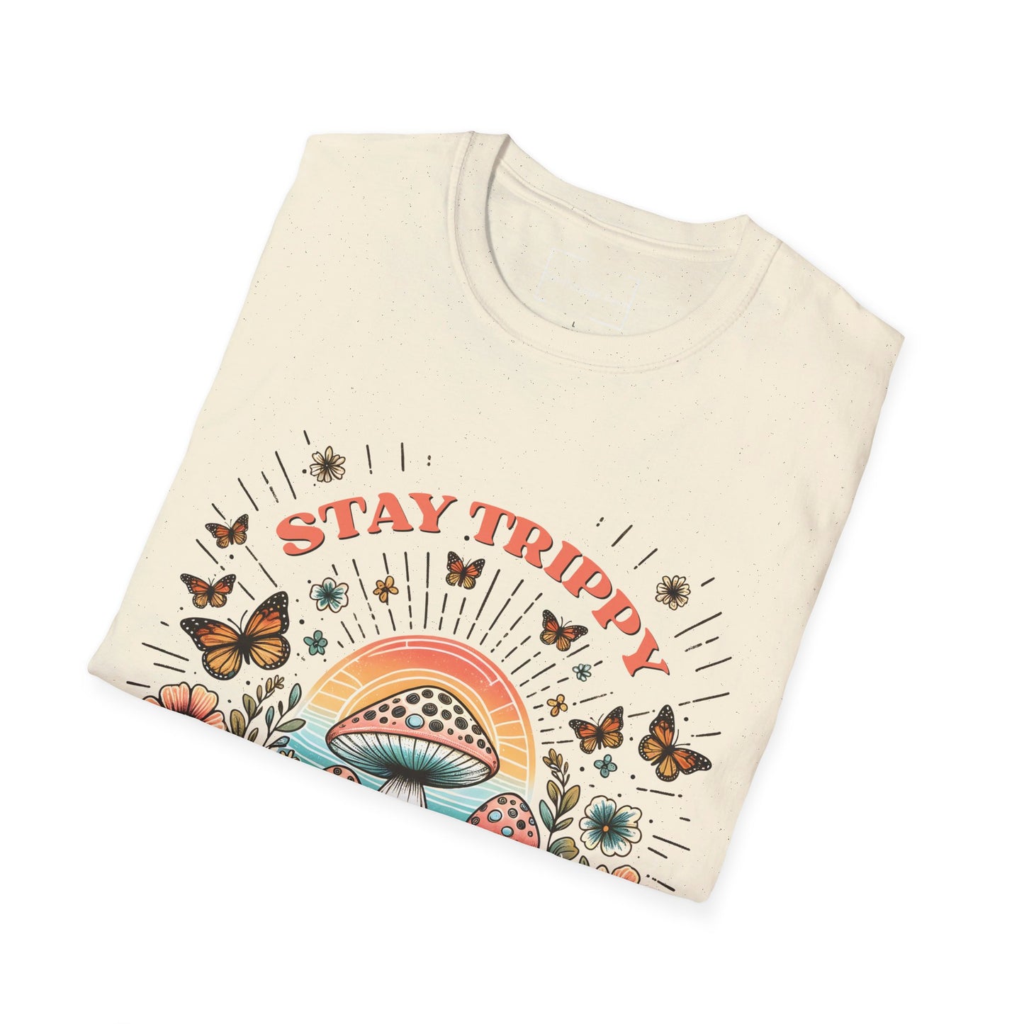 STAY TRIPPY LITTLE HIPPIE. Cotton, Short Sleeve, Crew Neck Tee.