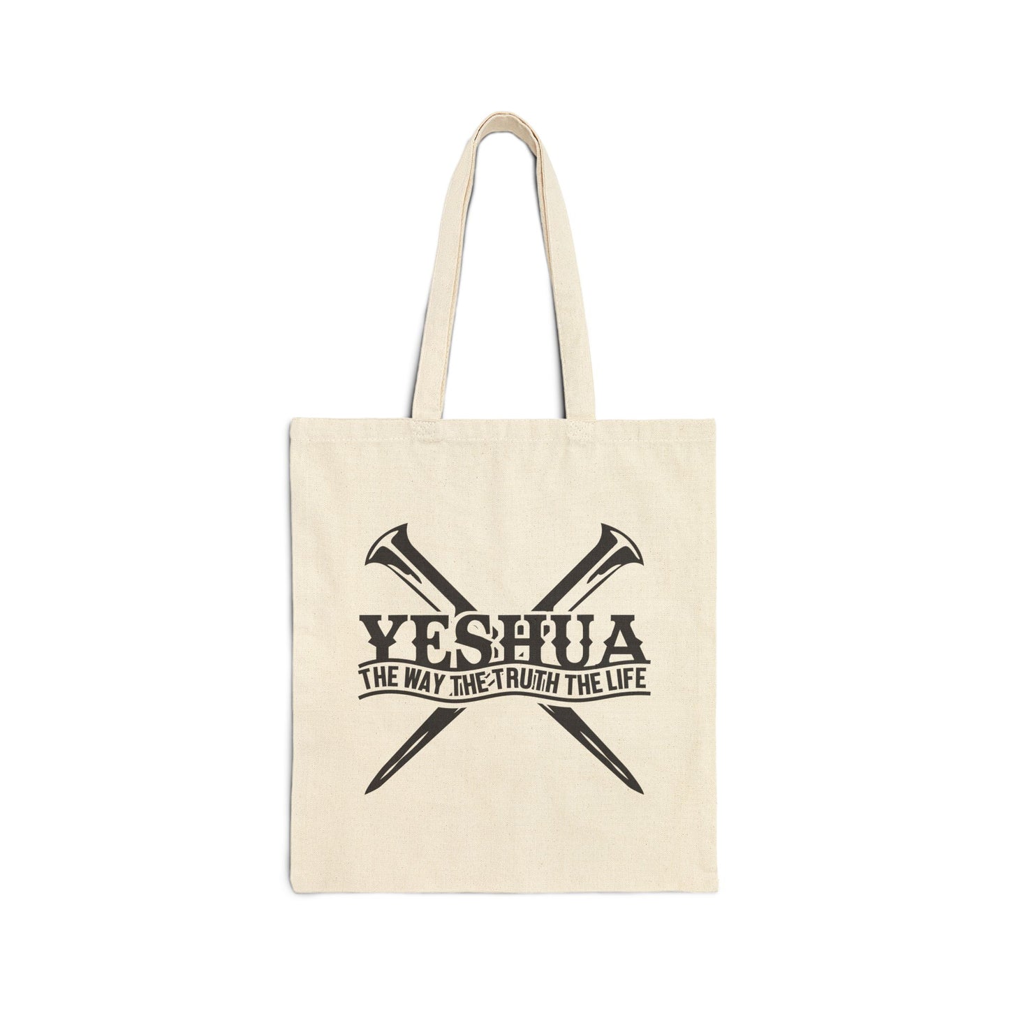 YESHUA THE WAY THE TRUTH THE LIFE. Cotton Canvas Tote Bag in Natural.