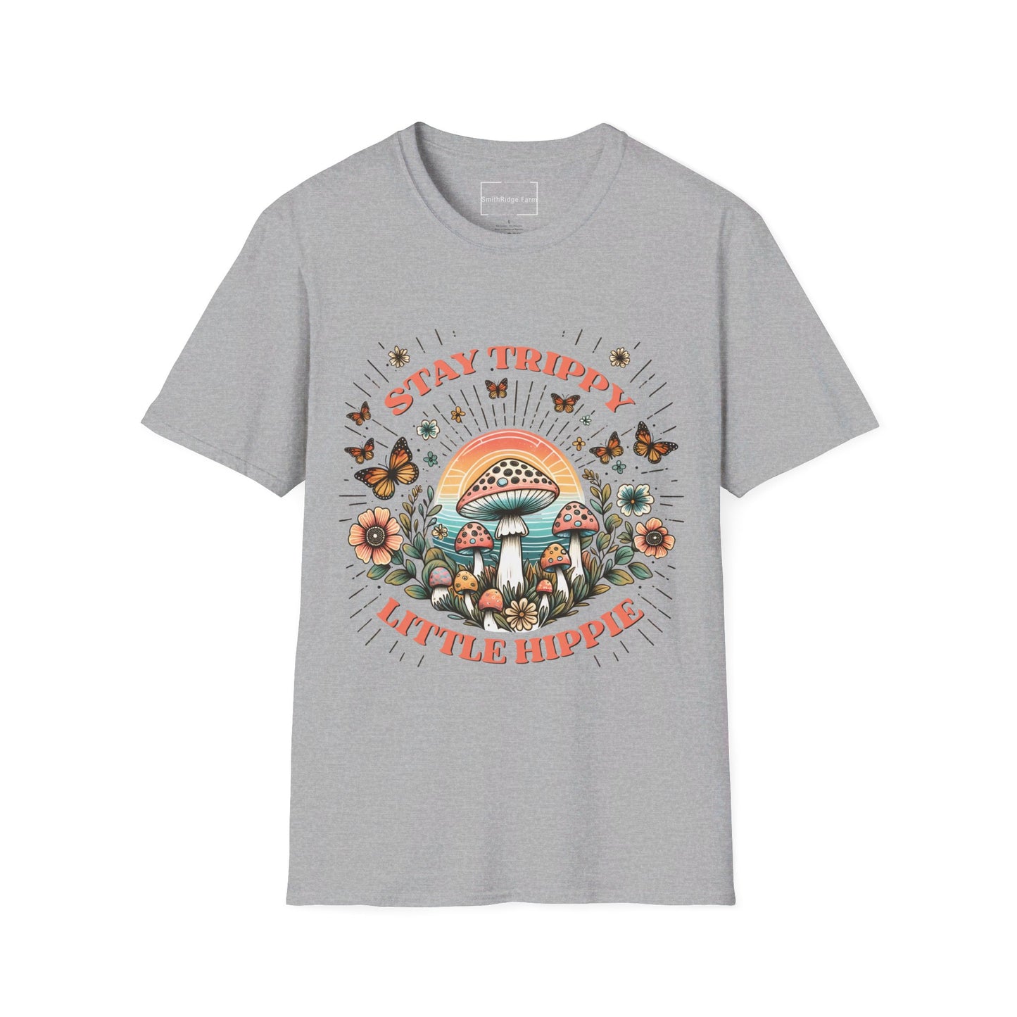 STAY TRIPPY LITTLE HIPPIE. Cotton, Short Sleeve, Crew Neck Tee.