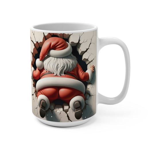 SMILING, AND MOONING SANTA CLAUS. 15oz Coffee, Tea, Hot Chocolate Mug.