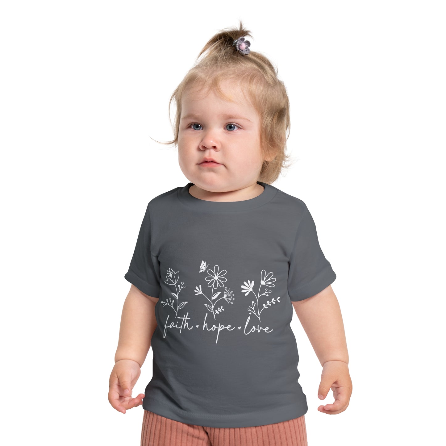 FAITH, HOPE, LOVE, FLOWERS. Baby Short Sleeve T-Shirt