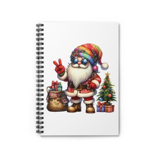 SANTA, CHRISTMAS GNOME. HIPPIE GNOME. Spiral Notebook, Ruled Line, Diary, Journal.