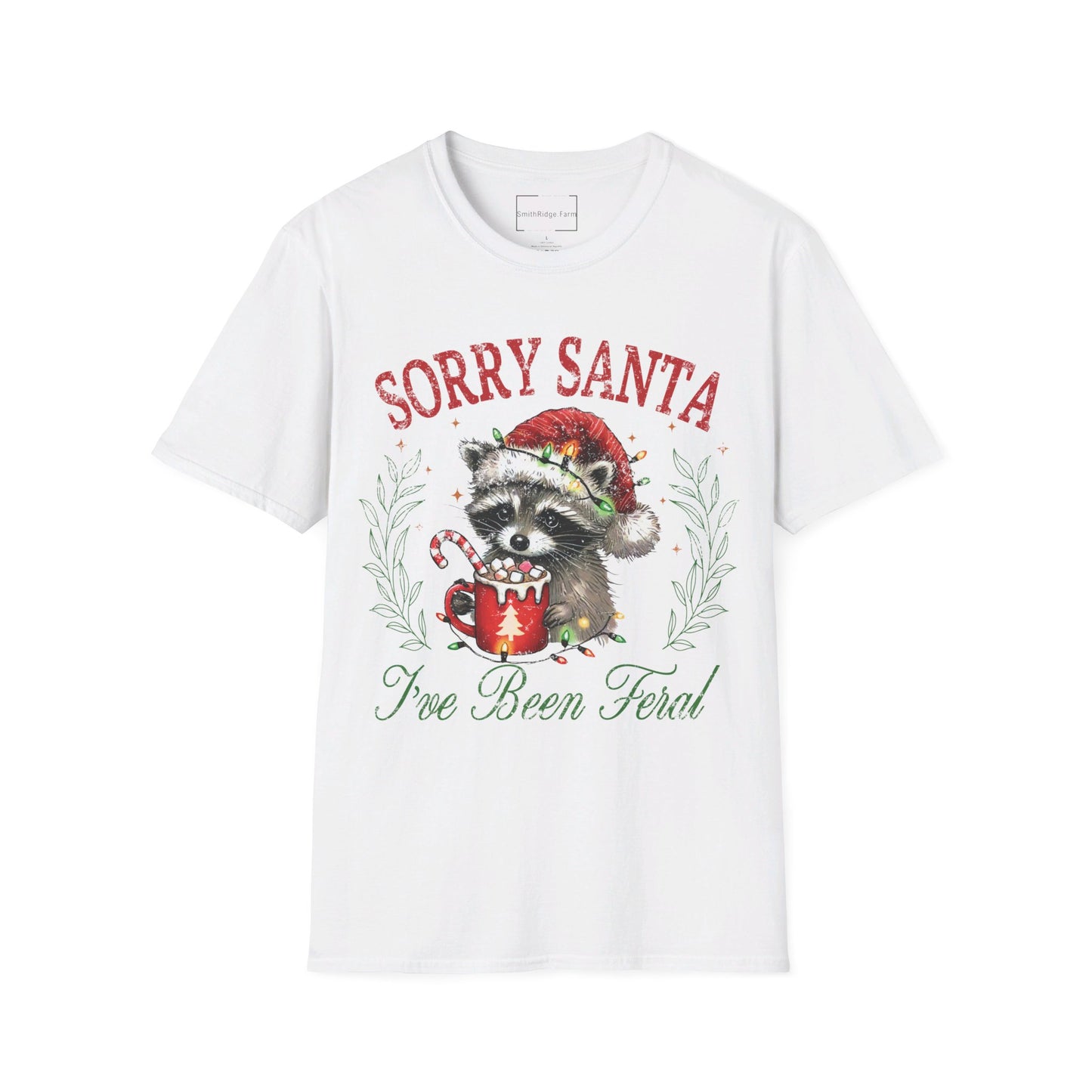 SORRY SANTA, I'VE BEEN FERAL Cotton, Short Sleeve, Crew Neck Tee.