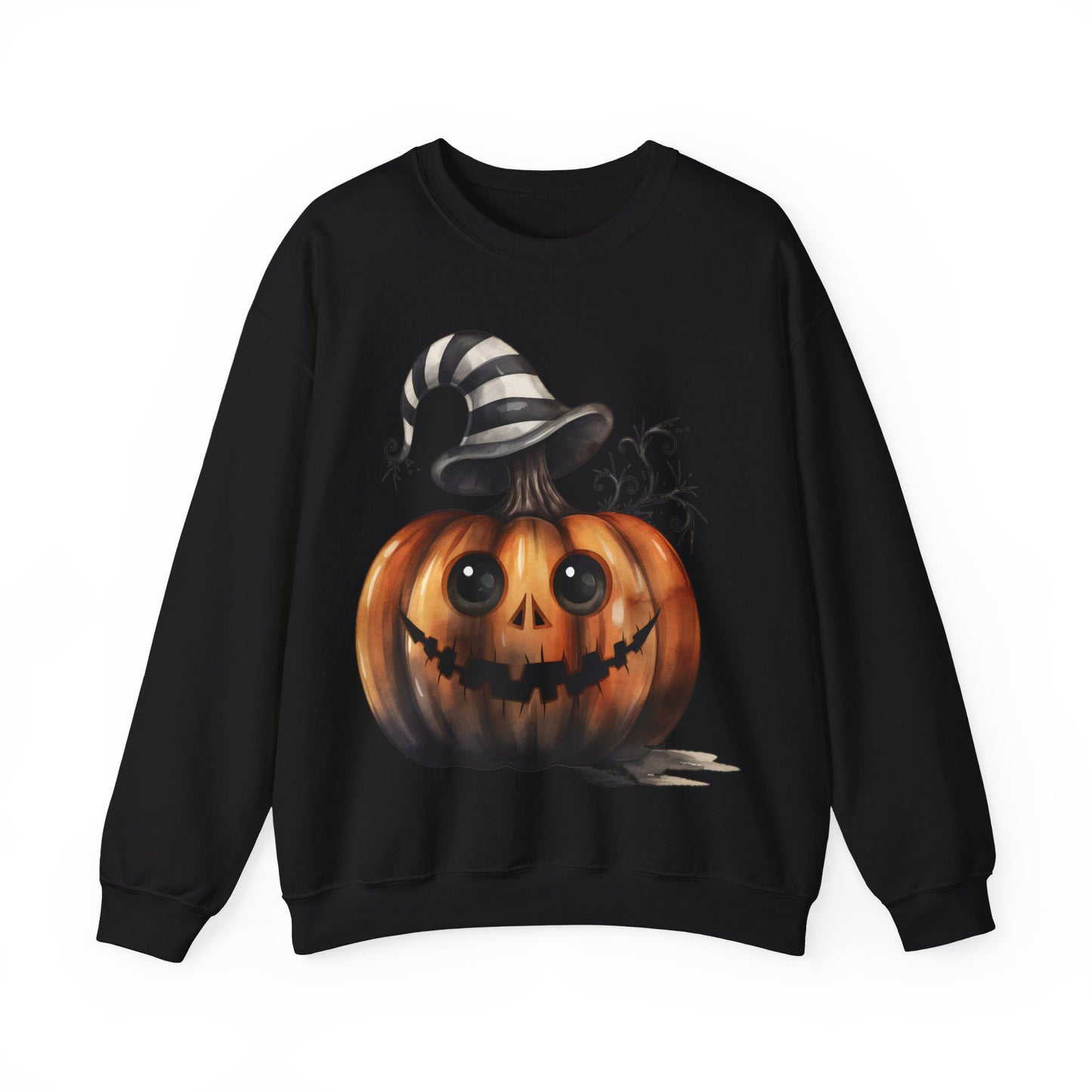 ADORABLE HALLOWEEN PUMPKIN WITH STRIPED HAT. Unisex Heavy Blend Crewneck Sweatshirt.