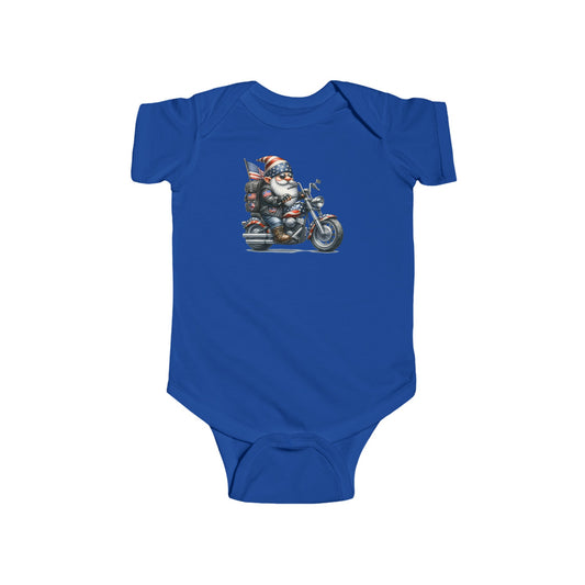 BIKER GNOME, AMERICAN FLAG THEME BIKER. Infant Fine Jersey Bodysuit.