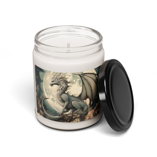 PROTECTIVE DRAGON, FULL MOON. MOON LOVER. DRAGON LOVER. Soy Candle in 9oz Glass Jar, Scented or Unscented.