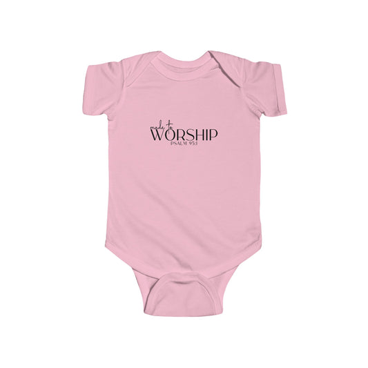 MADE TO WORSHIP PSALM 95:1. Infant Fine Jersey Bodysuit.