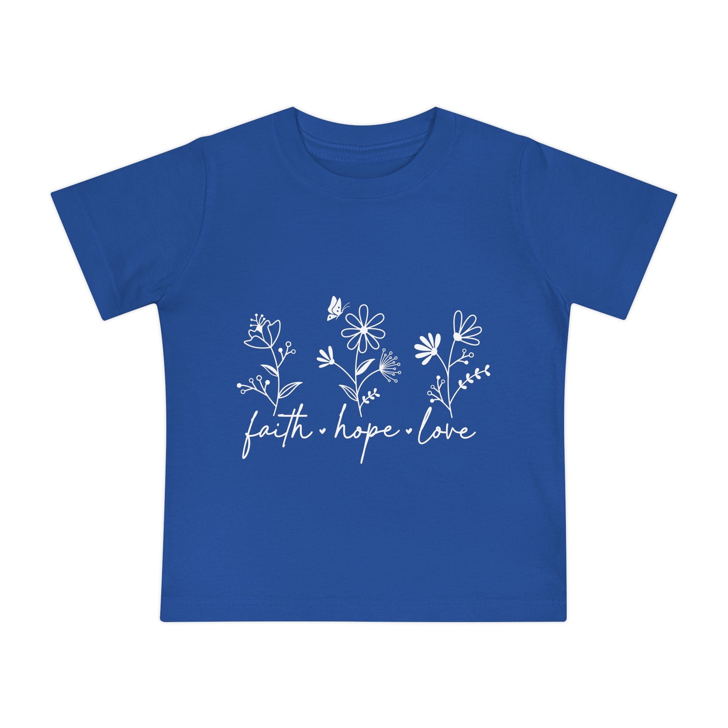 FAITH, HOPE, LOVE, FLOWERS. Baby Short Sleeve T-Shirt