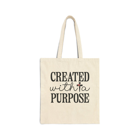 CREATED WITH A PURPOSE. Cotton Canvas Tote Bag in Natural.