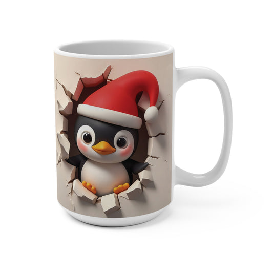 SMILING, AND MOONING PENGUIN. 15oz Coffee, Tea, Hot Chocolate Mug.