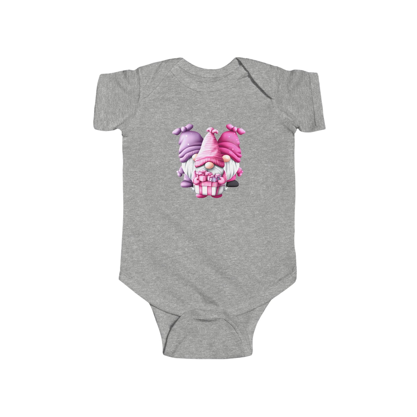 COLORFUL GNOMES WITH GIFT PACKAGE. Infant Fine Jersey Bodysuit.