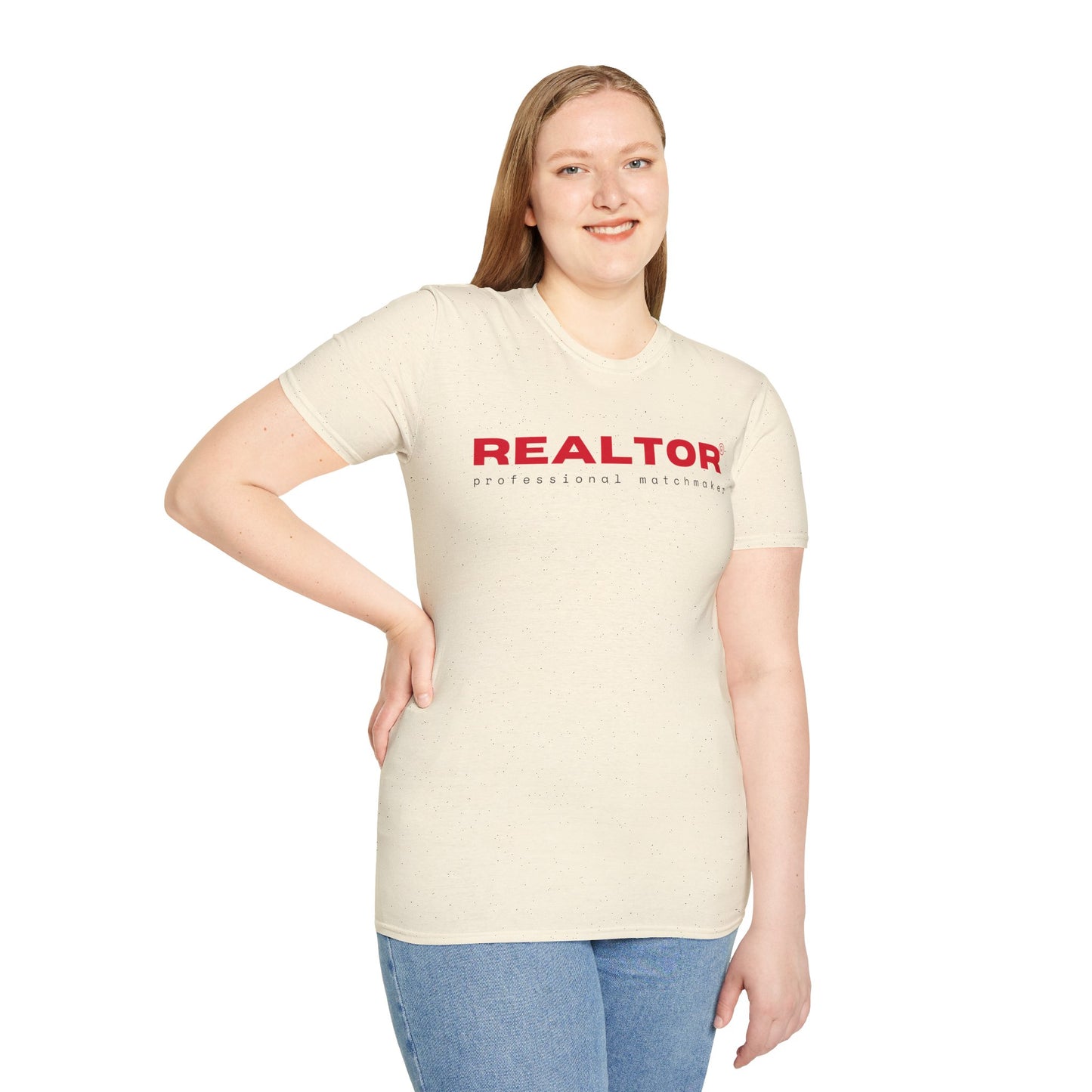 REALTOR. PROFESSIONAL MATCHMAKER. Cotton, Short Sleeve, Crew Neck Tee in Light Colors.