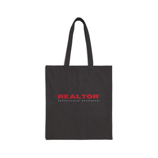 REALTOR. PROFESSIONAL MATCHMAKER. Cotton Canvas Tote Bag in Black.