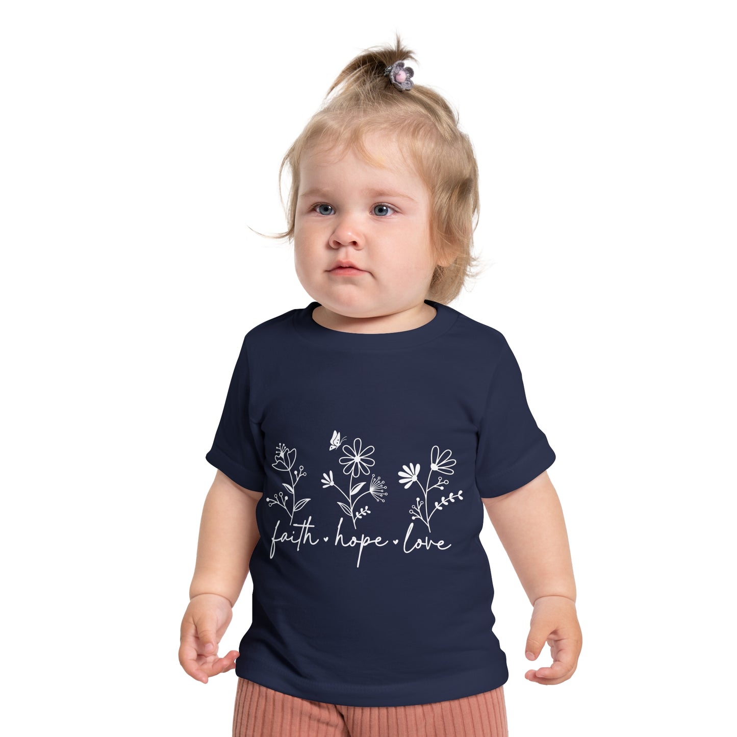 FAITH, HOPE, LOVE, FLOWERS. Baby Short Sleeve T-Shirt