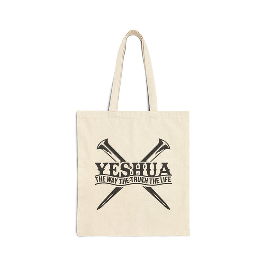 YESHUA THE WAY THE TRUTH THE LIFE. Cotton Canvas Tote Bag in Natural.