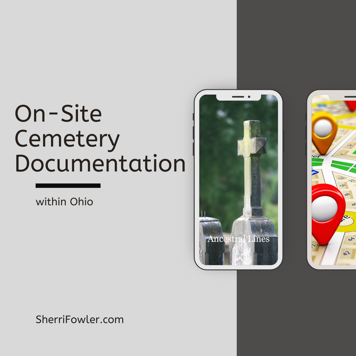 Sherri Fowler-Smith provides on-site cemetery documentation with documentation of ancestor's burial through photos, video, and GPS coordinations for ancestral lines that began, came through, or ended in Ohio. Shop SmithRidge.farm.