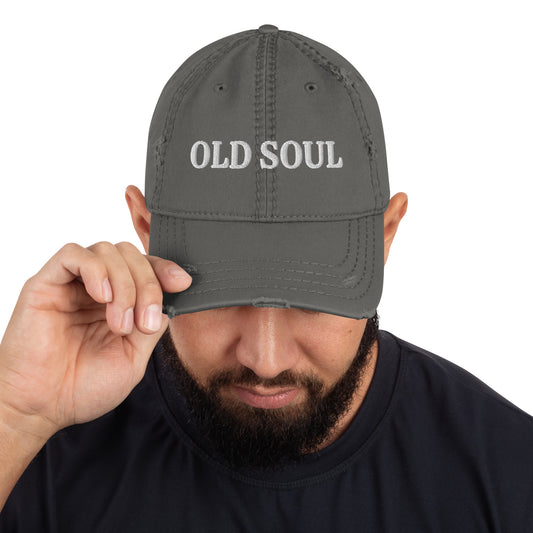 OLD SOUL Embroidered, Adjustable, Distressed Dad Hat