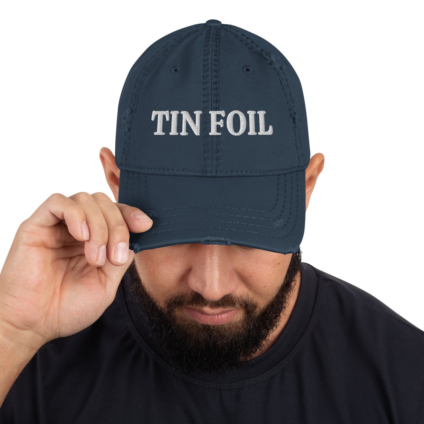 TIN FOIL Embroidered, Adjustable, Distressed Dad Hat