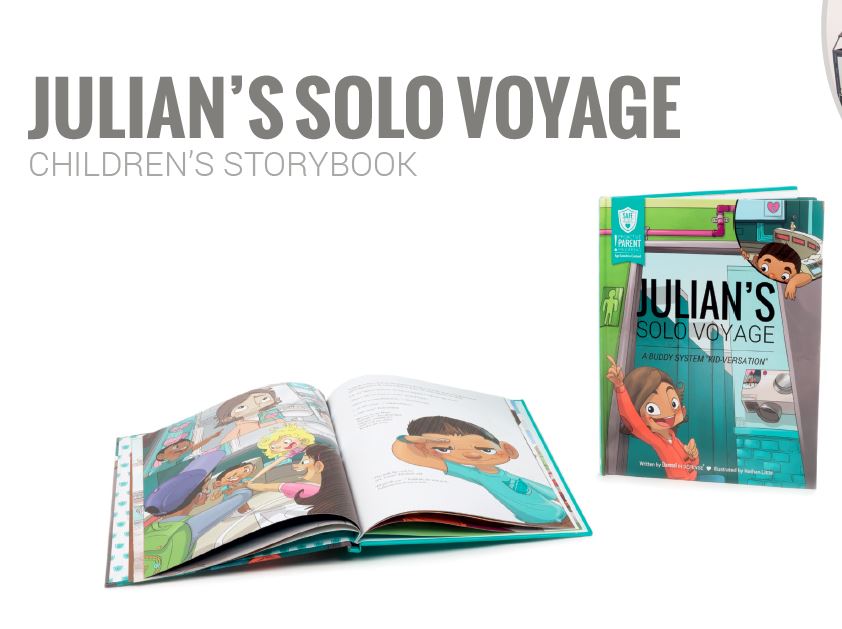Julian's Solo Voyage, a Children's Storybook, by Damsel in Defense and their SafeHearts Children's Book Collection, available for purchase on SherriFowler.com