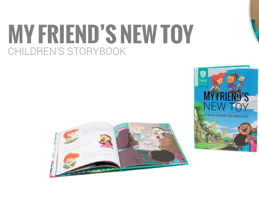 My Friend's New Toy, a Children's Storybook, by Damsel in Defense and their SafeHearts Children's Book Collection, available for purchase on SherriFowler.com